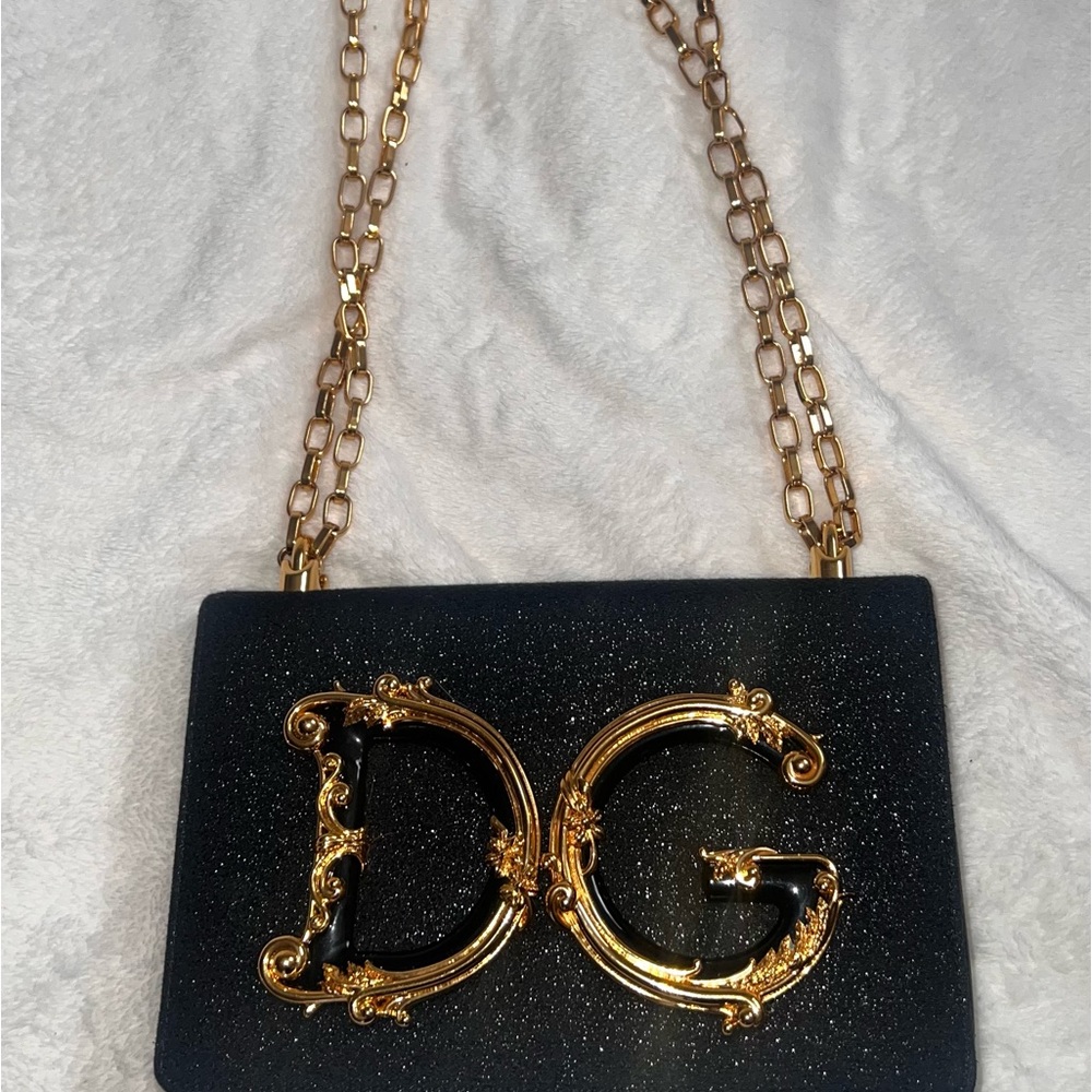 Dolce & Gabbana Black Crossbody with Ornate Gold DG Emblem